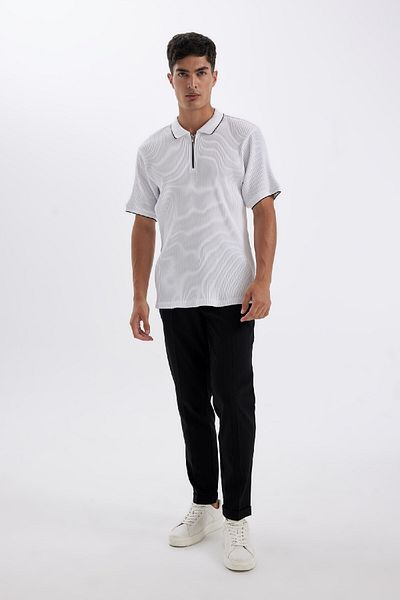 DeFacto Μπλουζάκι πόλο με κοντό μανίκι Slim Fit - D3948AX24SM με φερμουάρ