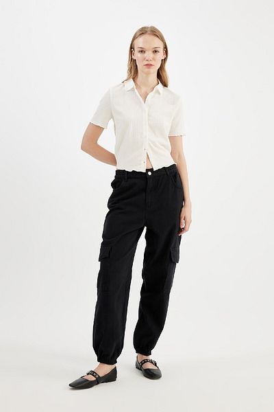 DeFacto Coool Jogger Pants with Gabardine Fabric - Regular Waist, Cargo Pockets B0454Ax24Au
