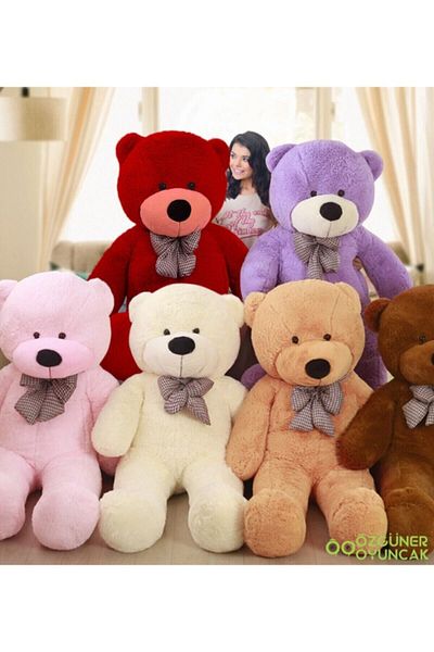 Pandamkee 90 cm Colorful Bow Tie Teddy Bear (100% Local)