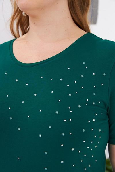 RMG Oversized Stone Embroidered Crew Neck and Emerald T-Shirt