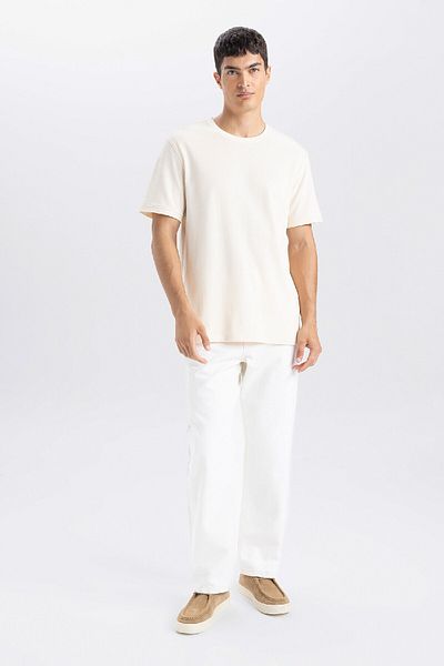 DeFacto 100% Cotton Regular Fit Crew Neck Short Sleeve Pique T-Shirt D4796Ax24Au