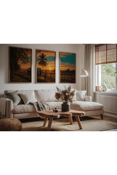 ARTCASTLE Комплект от 3 картини с дървена рамка „Ферма“