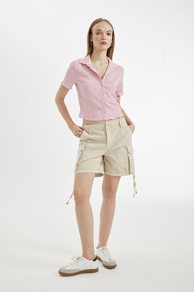 DeFacto Short Sleeve Wrap Shirt - Coool Fitted D4520AX24HS