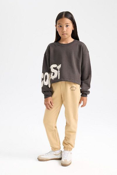 DeFacto Girl's Crew Neck Printed Thick Sweatshirt D2882A824Wn
