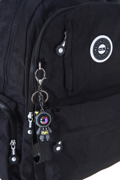 Bliss Black Unisex Daily & School Waterproof Crinkle Fabric Backpack