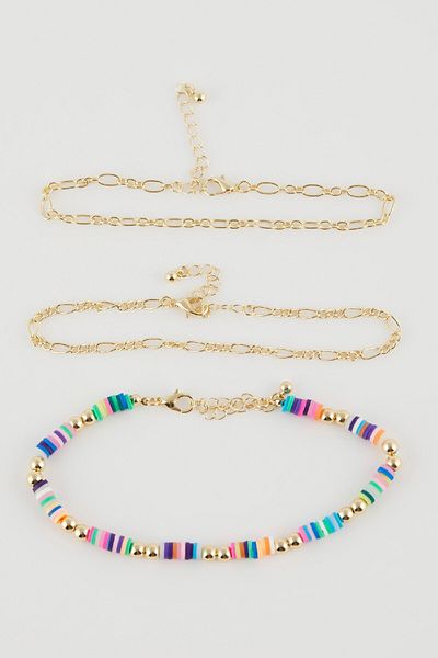 DeFacto Women's 3-Piece Colorful Gold Anklet D4885Axns