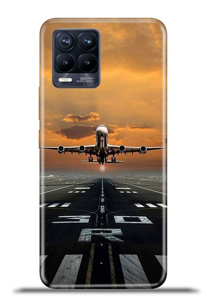 cupcase Realme 8 Pro Compatible Case Flexible Silicone Camera Protection 4K Patterned Cover - Airplane Takeoff