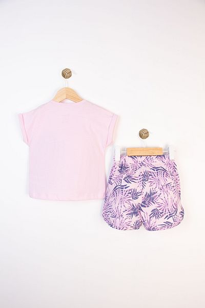 Miniworld Summer Cotton Printed Short Sleeve Leaf Pattern Elastic Daily Comfortable Baby Girl Set