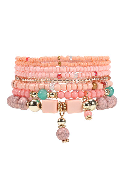 Choice pink Bohemian Stackable Bead Bracelets for Women Stretch Multilayered ...