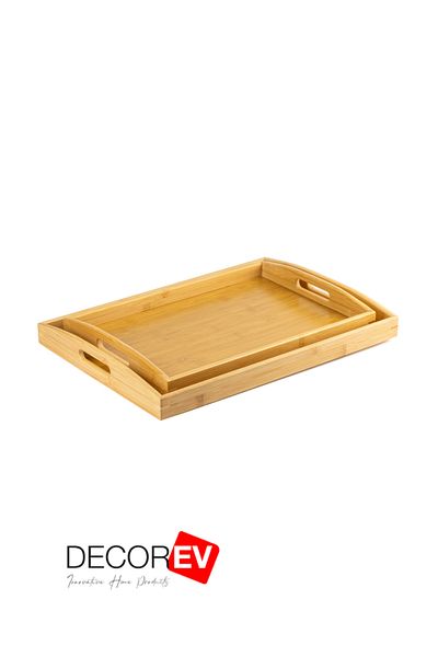 decorev Bamboo 2Li Tray - Presentation and Breakfast 4 Degrees as Expected 46/33/40/28 cm Dimensions