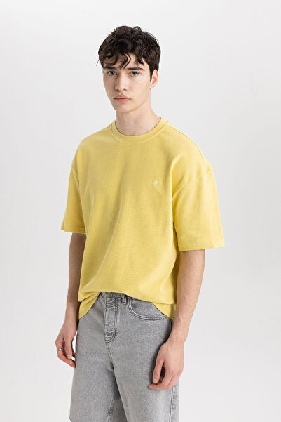 DeFacto Oversize Wide Fit Crew Neck Printed Cotton Short Sleeve T-Shirt C0151Ax24Au