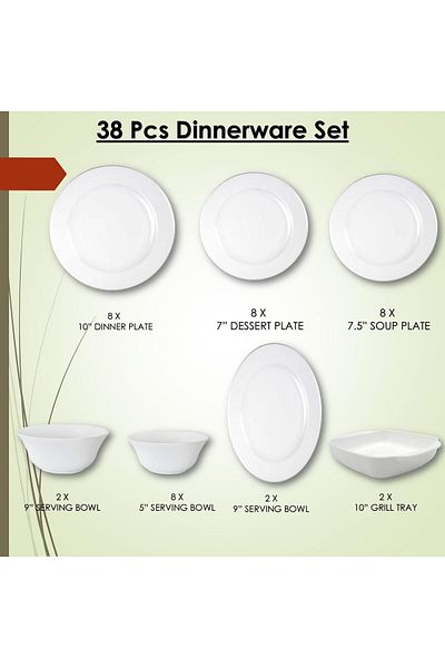 Melrich 36 Pcs Opal ware Dinner set Dishwasher safe Microwave safe Freezer safe