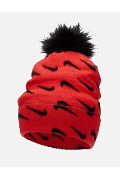 Nike Sportswear Peak SC Swoosh Graphics and Faux Fur Pompom Detail (Girls') Ç...