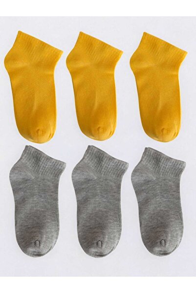 HAYEL 5 чифта висококачествени дамски чорапи с ботуши в жълто-сив цвят