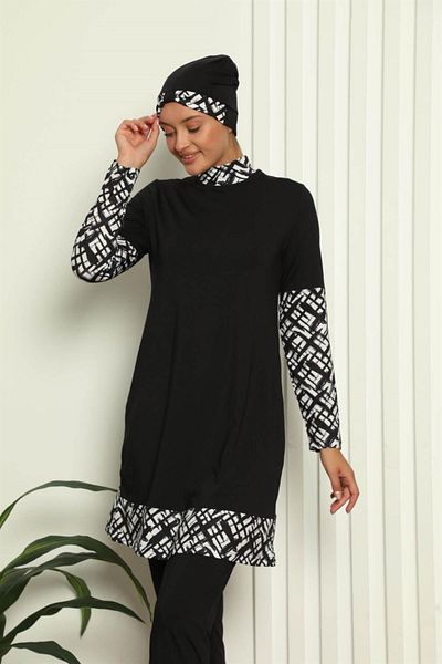 Celira Full Hijab Digital Patterned Swimsuit 31039