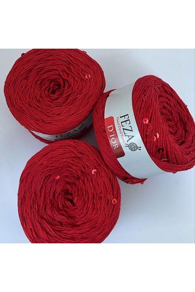 Feza ( 4 Τεμάχια ) Νήμα Πλεξίματος Παγιέτας 401-κόκκινο Βαμβακερό-βαμβακερό Λεπτό Νήμα Πλεξίματος Παγιέτας 75% Βαμβάκι 100 gr 310 M D'ior
