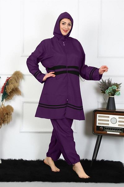 Celira Plus Size Hijab Swimsuit 60-62-64-66 Purple 55015
