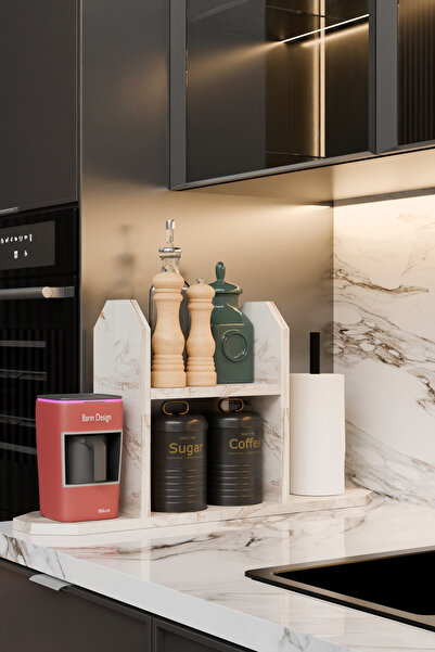 BARIN DESIGN Mutfak Düzenleyici Raf ,Baharatlık, Kağıt Havluluk , Kahve Köşesi Standı, Peçetelik Tezgahüstü Raf