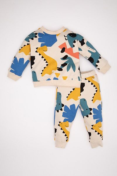 DeFacto Dinosaur Patterned Sweatshirt and Sweatpants Set for Baby Boy - D3933a524wn