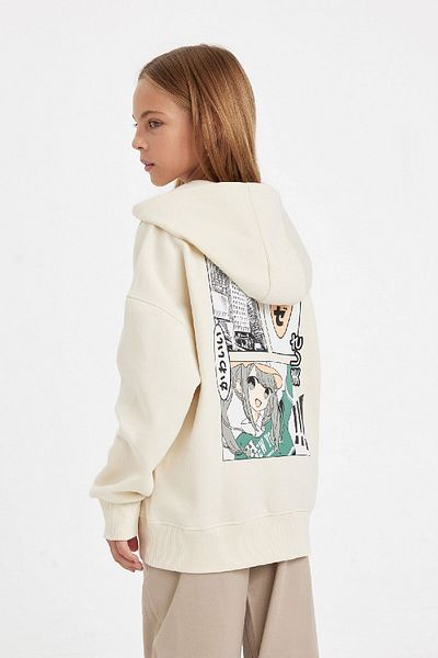 DeFacto Girl's Oversize Back Printed Hooded Sweatshirt - D2881A824Wn