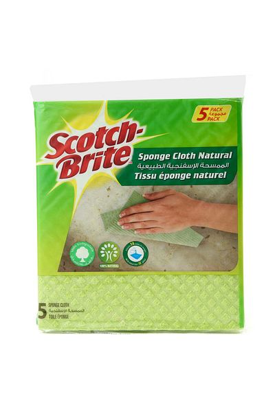3M Scotch-Brite™ Natural Sponge Cloth (5 Pieces) – Highly Absorbent and Durable Cleaning Solution