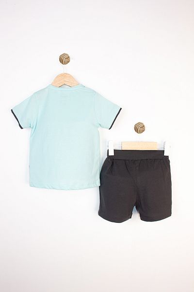 Miniworld Summer Short Sleeve Printed Lace up Elastic Cotton Comfortable Casual Baby Boy Suit
