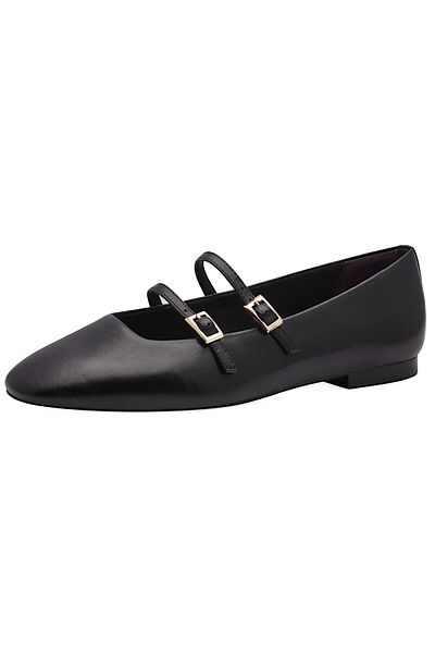 Tamaris Damen Klassische Ballerina 1-22142-44 Schwarz 001 Black Leder Mit Touch-it & Antislide Absatz