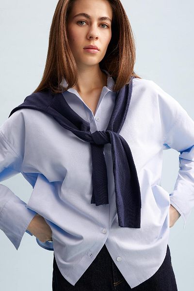 DeFacto Cămașă oversize cu mânecă lungă Oxford simplă, cu formă largă, C4597ax24au