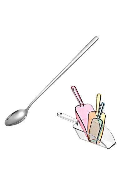 adin tasarım Bar Küreği Buz Küreği 4 Adet ve Düz Kokteyl Kaşığı Bar Latte Kaş...