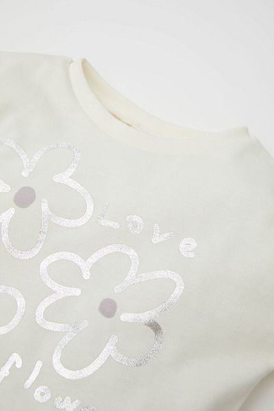 DeFacto Long Sleeve Floral Baby Girl T-Shirt - Crew Neck D3703A524Au