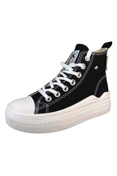 British Knights Damen High Sneaker Kaya Flow Mid High Top B51-3734 Schwarz 01 Black Leinen
