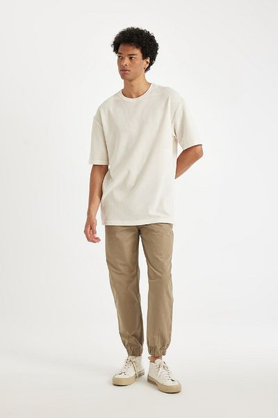 DeFacto Βαρύ μπλουζάκι με κοντό μανίκι Crew Neck Comfort Fit - B4444ax24au