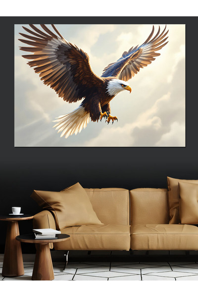 ekart Uçan Kartal Saldırısı Dekoratif Kanvas - Mdf Ahşap Tablo