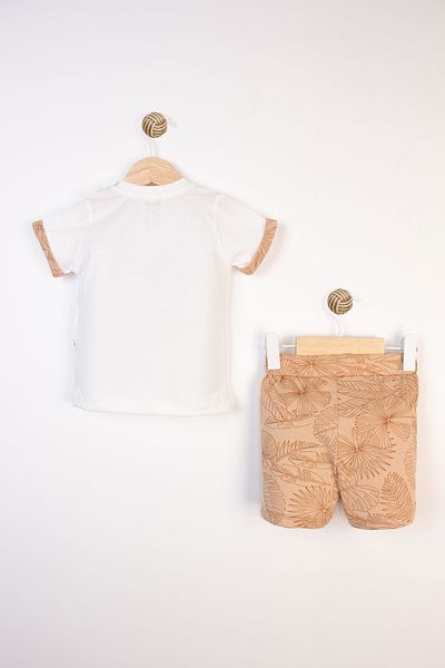 Miniworld Summer Printed Tropical Leaf Pattern Lace-Up Cotton Daily Comfortable Baby Boy Suit