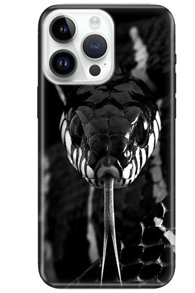 cupcase Apple Iphone 14 Pro Max Kılıf Esnek Silikon Kapak 4k Desenli Özel Tasarım - Mamba Yilan