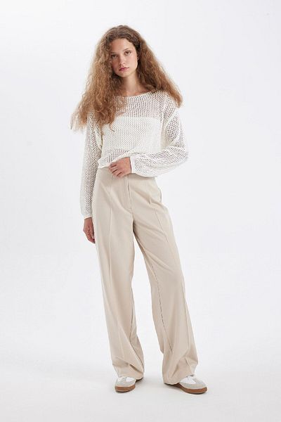 DeFacto High Waist Wide Leg Classic Trousers - C6402Ax24Au