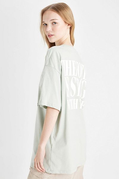 DeFacto Μπλουζάκι Star Wars Mandalorian Oversize με στάμπα - Crew Neck, κοντό μανίκι 3159778