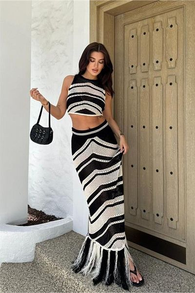 Moka Shopin Mokashopin Lenny Tassel Detailed Crop Suit 9863
