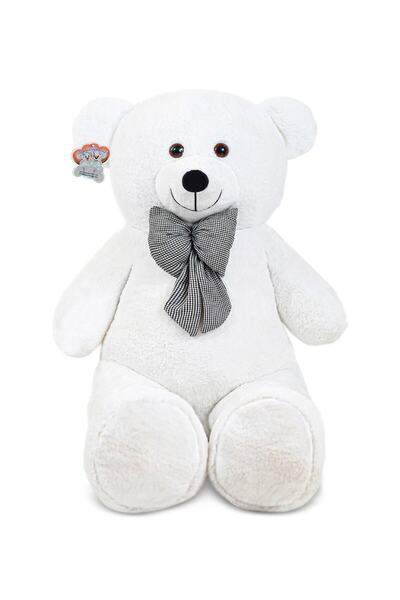 BORAM TOYS دمية دب بيضاء كبيرة بطول 130 سم مع ربطة عنق (محلي 100%)