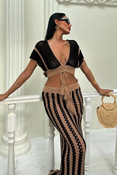 Modayakamoz Leighton Striped Openwork Suit 9846