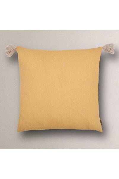 Vanilla Home Husă de pernă cu ciucuri imprimată galbenă Lima