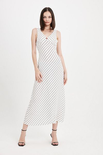 DeFacto Maxi Φόρεμα με ριγέ V-Neck - Maroken Strap D4337axbk27