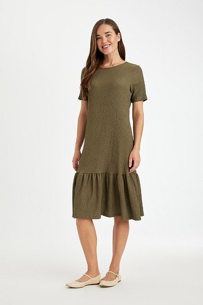 DeFacto Flare Fit Crew Neck Wrap Short Sleeve Midi Dress D4661Ax24Hs