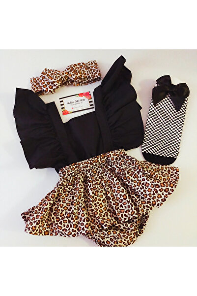 Tasarım tashla adosh Kız Bebek leopar desenli romper takımımız