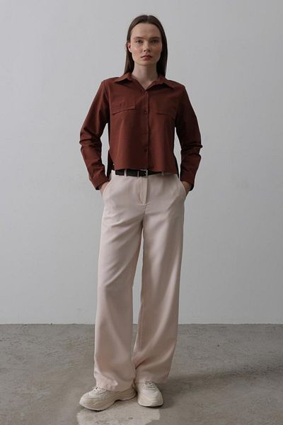 MRA Fashion Belted Palazzo Trousers - Powder