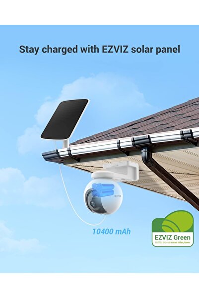 EZVIZ EB8 4G LTE 2K Wireless Outdoor Camera Kit with Solar Panel Type C on 10400mAh Battery, Auto Tr