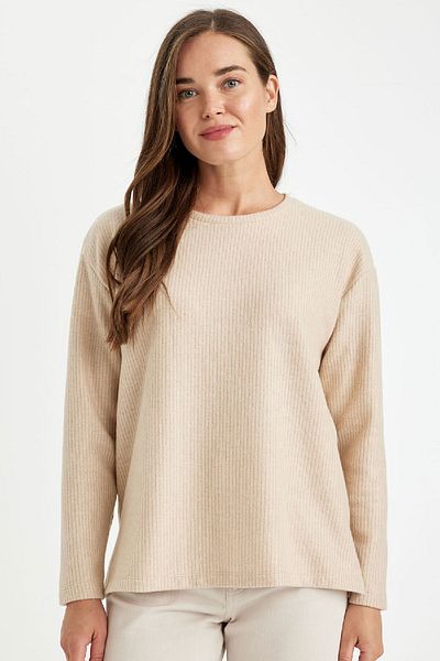 DeFacto Μακρυμάνικο μπλουζάκι DFC - Relaxed Fit Crew Neck