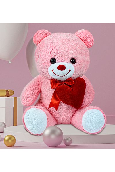 Özgüner Oyuncak Sitting Teddy Bear 65 cm Boss Teddy Bear Holding a Heart in Its Hand