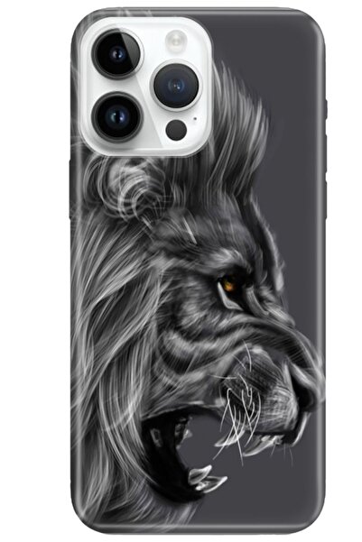 cupcase Apple Iphone 15 Pro Max Esnek Silikon Kamera Koruma 4k Desenli Özel Tasarım - Kara Aslan