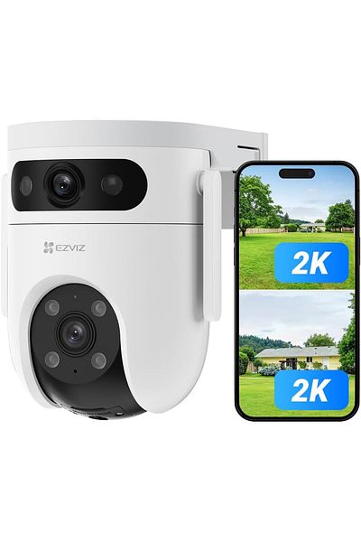 EZVIZ كاميرا خارجية 2K+2K بعدسة مزدوجة 360 درجة، إمالة وتتبع ذكي تلقائي، شكل الإنسان/المركبة D